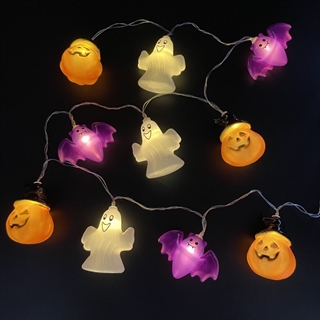Halloween lyskæde med 10 spøgelser - 1,5 m 10 lys
